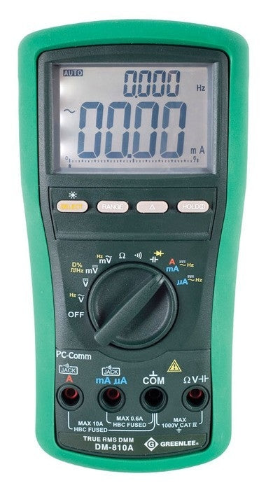 Multímetro digital con resolución de 10.000 unidades, 1000 Voltios, 10 Amperes (DM-810A) Greenlee - Prueba y Medición