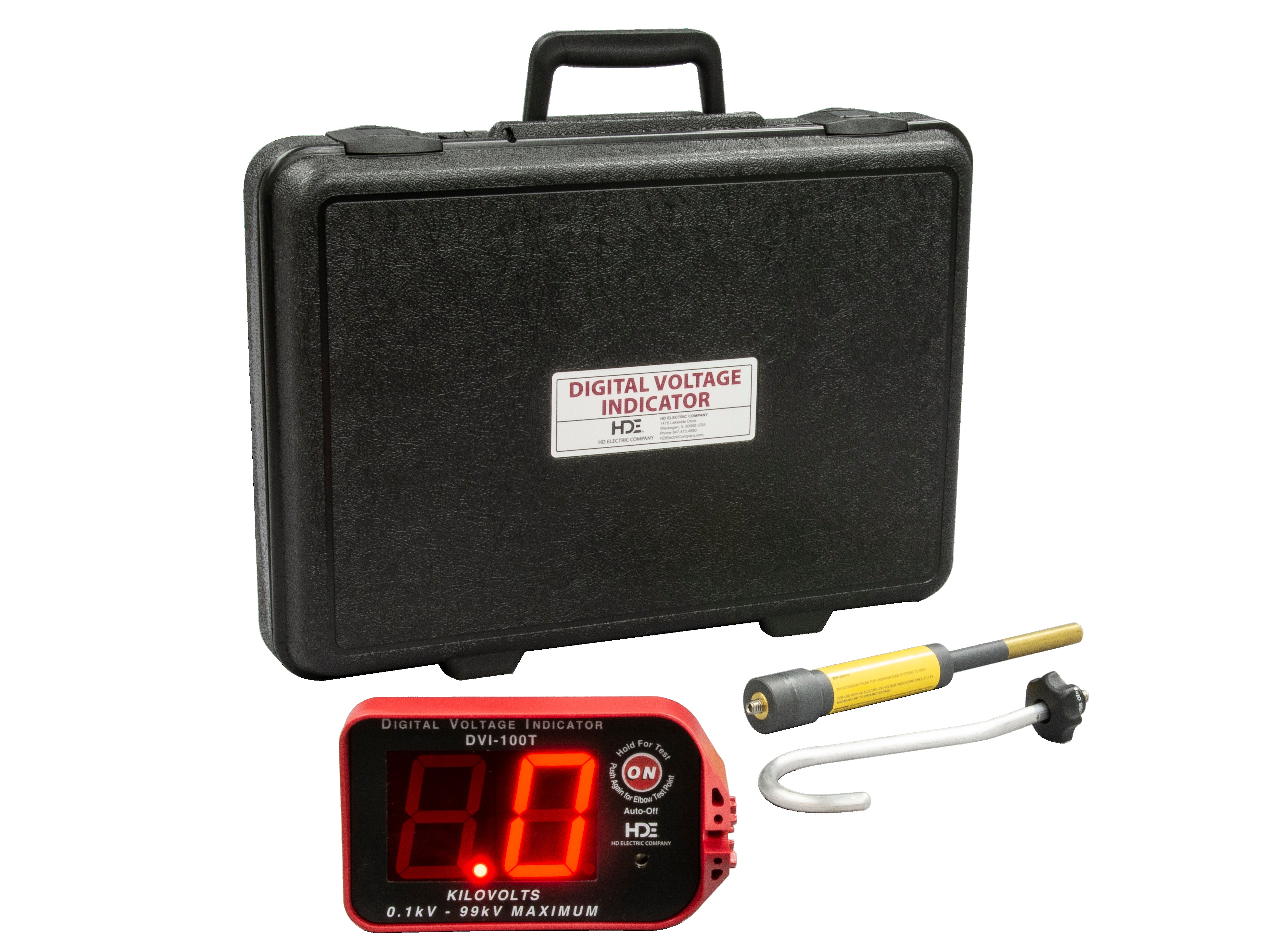 Indicador digital de voltaje con punto de prueba de 100 kV de kit OH/UG 1 Greenlee - Prueba y Medición