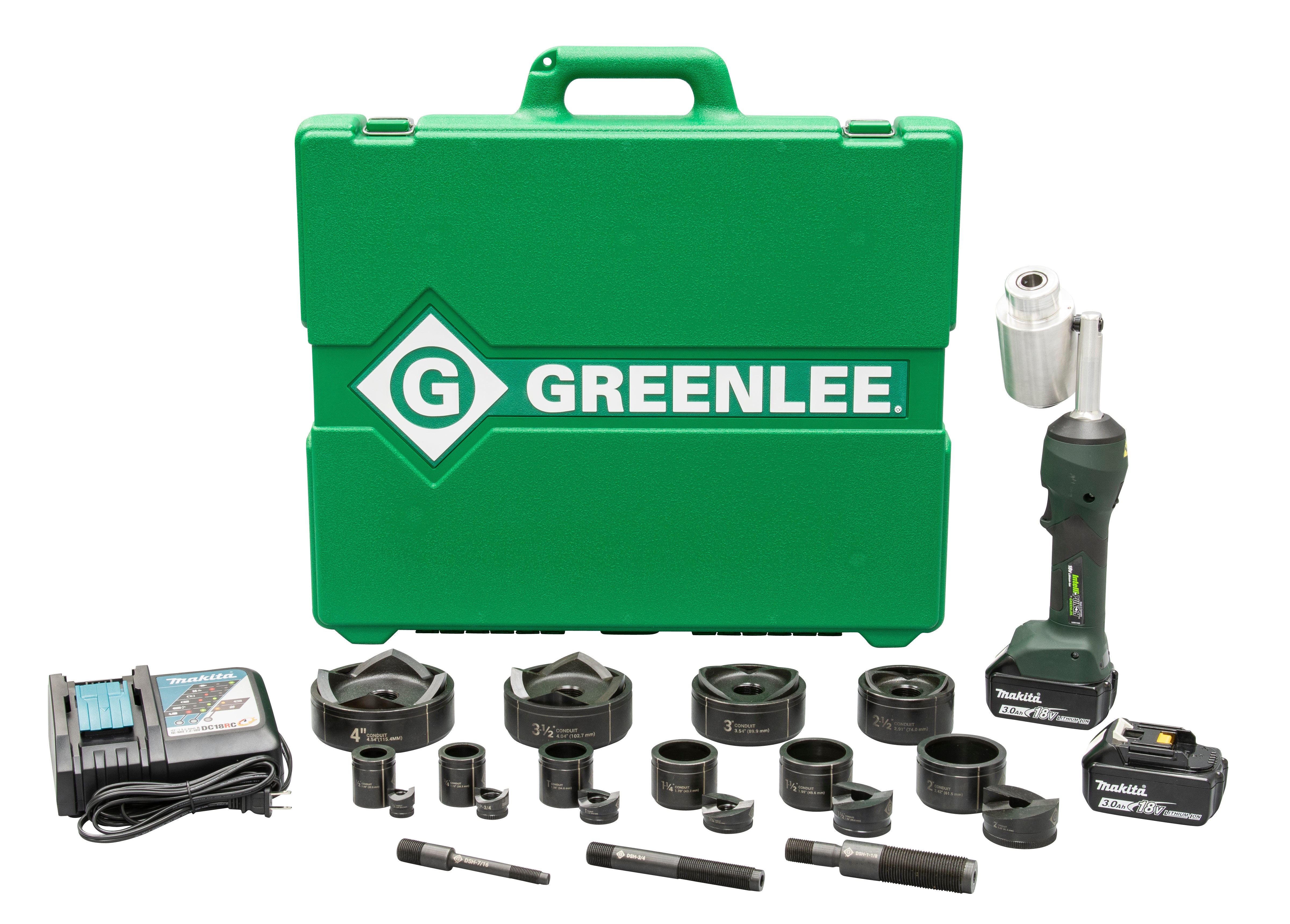 Kit de sacabocados hidráulicos a batería de 11 ton Intelli-Punch™ con Slug-Buster® 1/2 pulg - 4 pulg Greenlee - Sacabocados