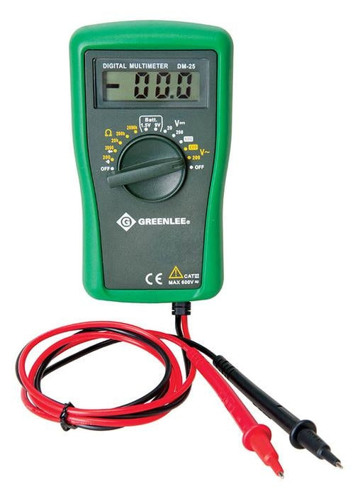 Multímetro digital de alcance manual, 600 Voltios (DM-25) Greenlee - Prueba y Medición