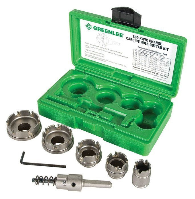 Kit de corte con puntas de carburo de cambio rápido de 5 piezas Greenlee - Sacabocados