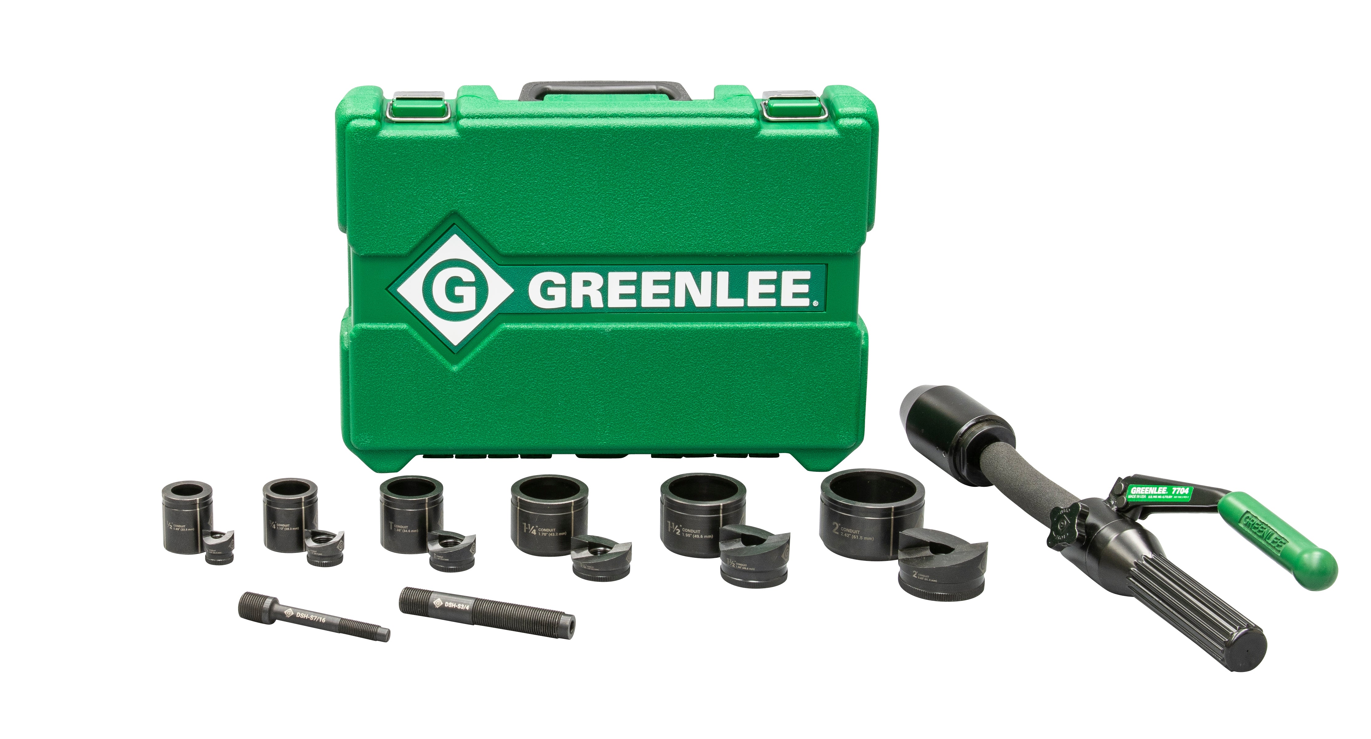 Kit de sacabocados hidráulico de 8 toneladas Quick Draw Flex con Slug-Buster de 1/2 pulg. a 2 pulg. Greenlee - Sacabocados