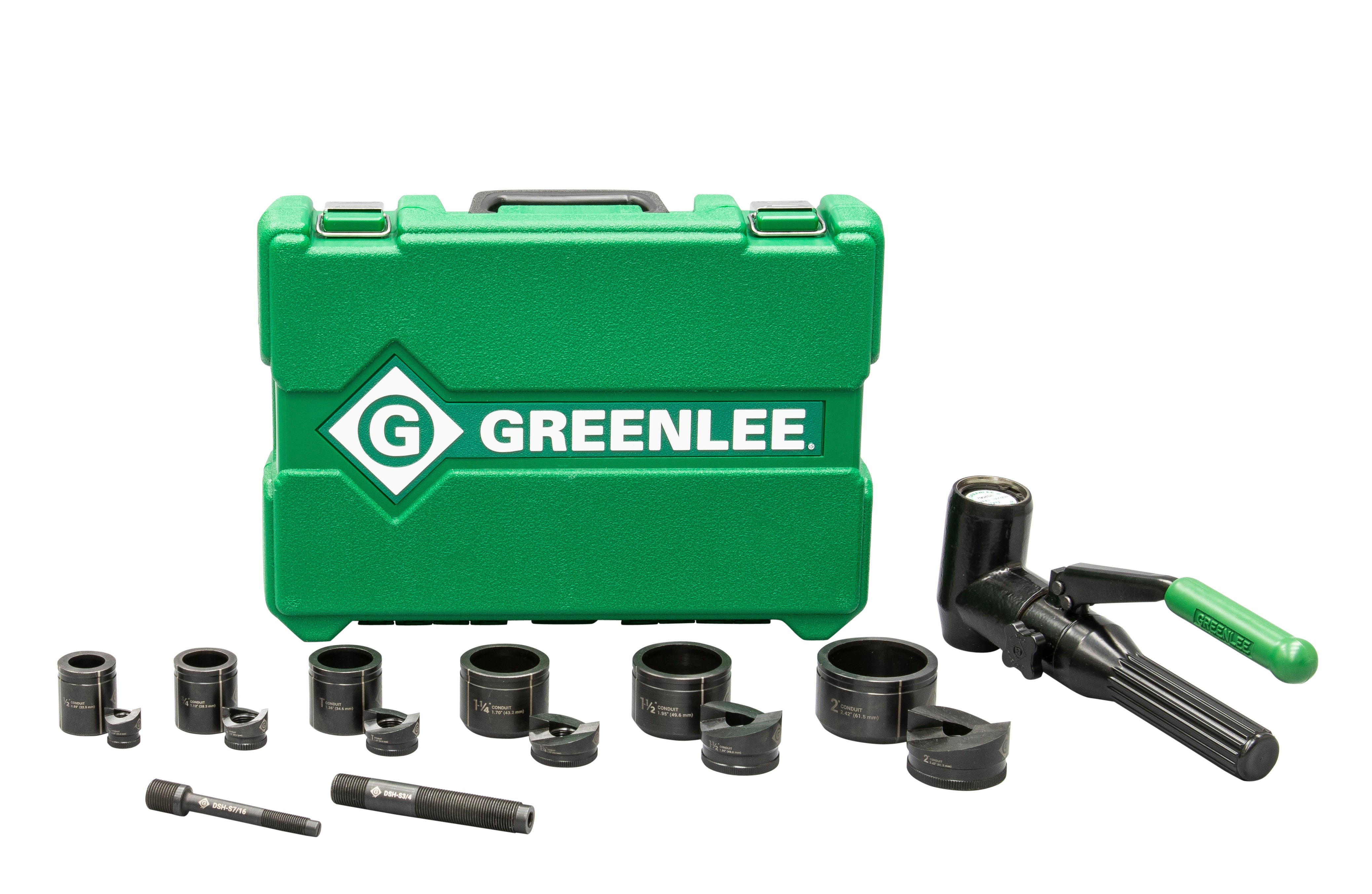 Kit de sacabocados hidráulico de 8 toneladas Quick Draw 90 con Slug-Buster de 1/2 pulg. a 2 pulg. Greenlee - Sacabocados