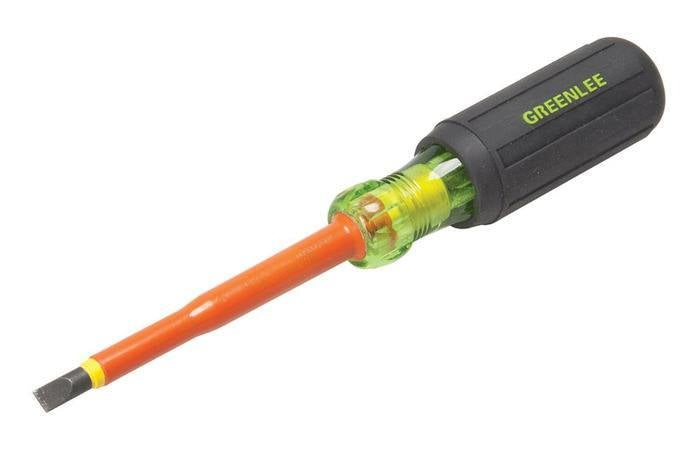 Destornillador aislado de punta recta de 1/4 pulg. x 4 pulg. Greenlee - Herramientas Manuales