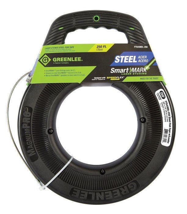 Cinta pasacable de acero de 250' con guía Greenlee - Pasacables y Traccionadores