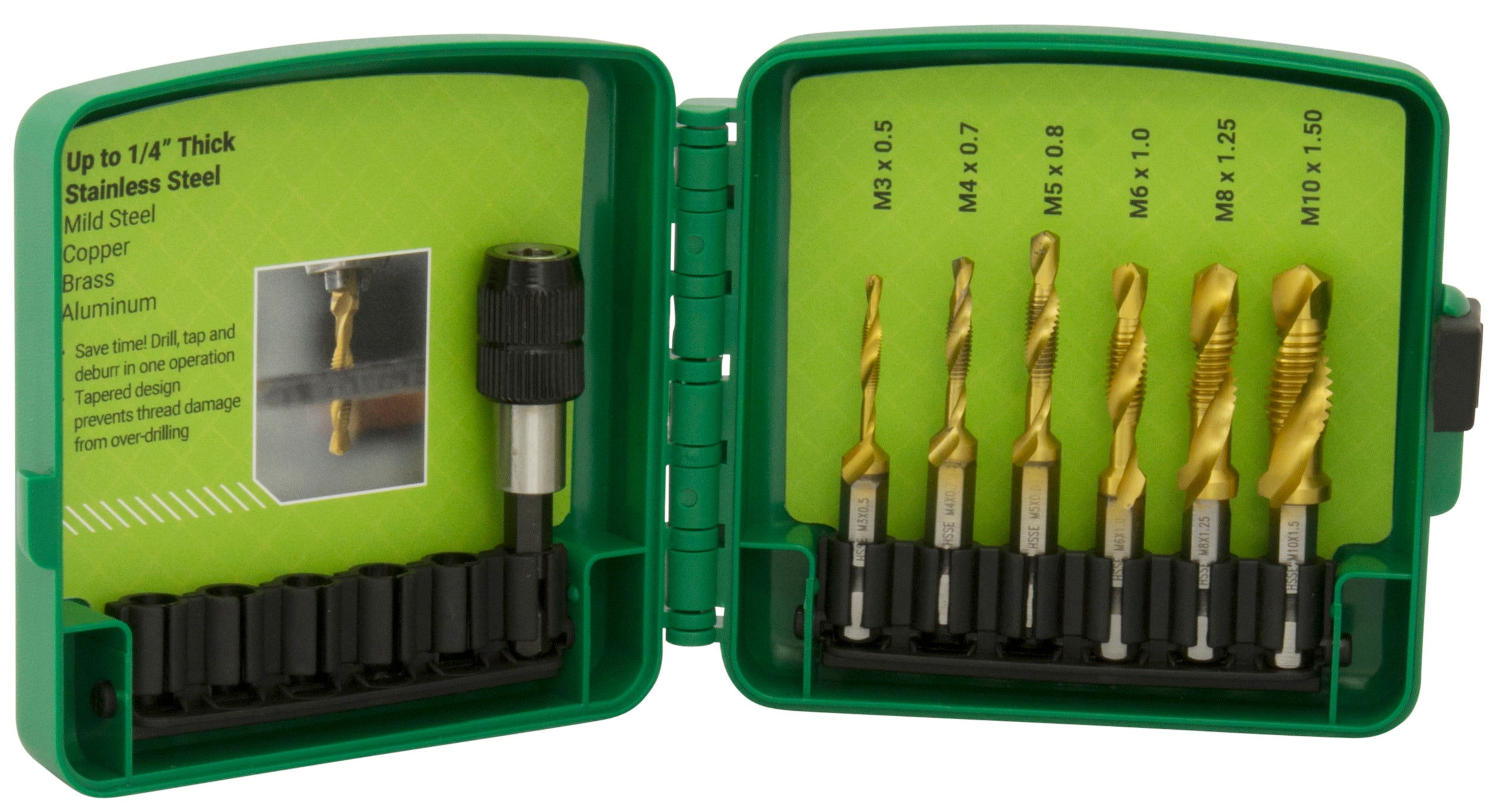 Kit de brocas macho de 7 piezas para acero inoxidable (métrico) Greenlee - Sacabocados