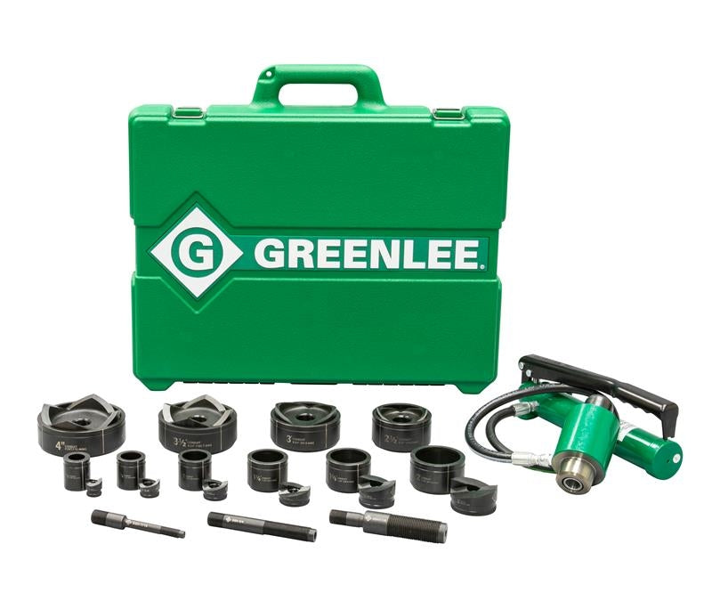 Kit de sacabocado hidráulico de 11 toneladas con bomba manual y Slug-Buster de 1/2 pulg. a 4 pulg. Greenlee - Sacabocados