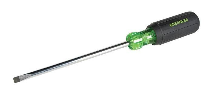 Destornillador de punta plana con vástago redondo de 1/4 pulg. x 6 pulg. Greenlee - Herramientas Manuales